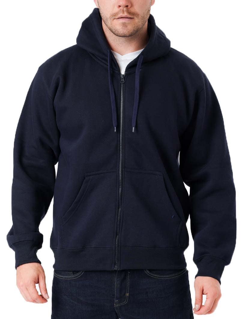 Label Apparel Men's Navy Zip Up Hoodie 300Gsm Fleece Plain Pullover Zipped (Uk, Alpha, 4XL, Regular, Regular, )