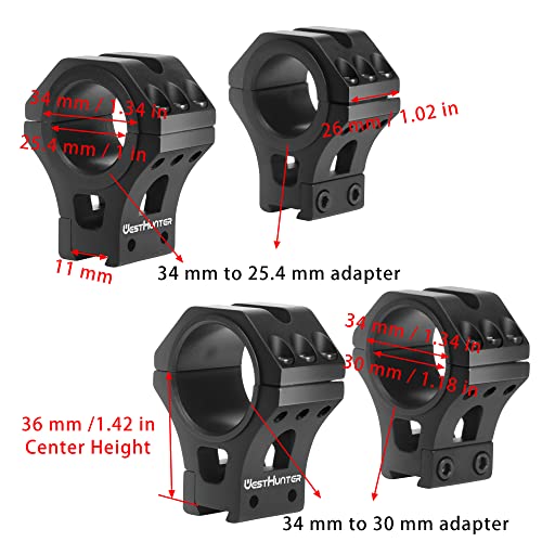WestHunter Optics Precision 11 mm Dovetail Scope Rings, 1 Inch 30 mm 34 mm Tactical Scope Mount, 3 Colors / Pack - Image 2