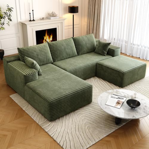 Image of Settab 95 inch Boneless Couch Modular Sectional Sofa with Ottoman，U Shape Lounge Cloud Couch,Flexible Module Combination for Living Room, No Assembly