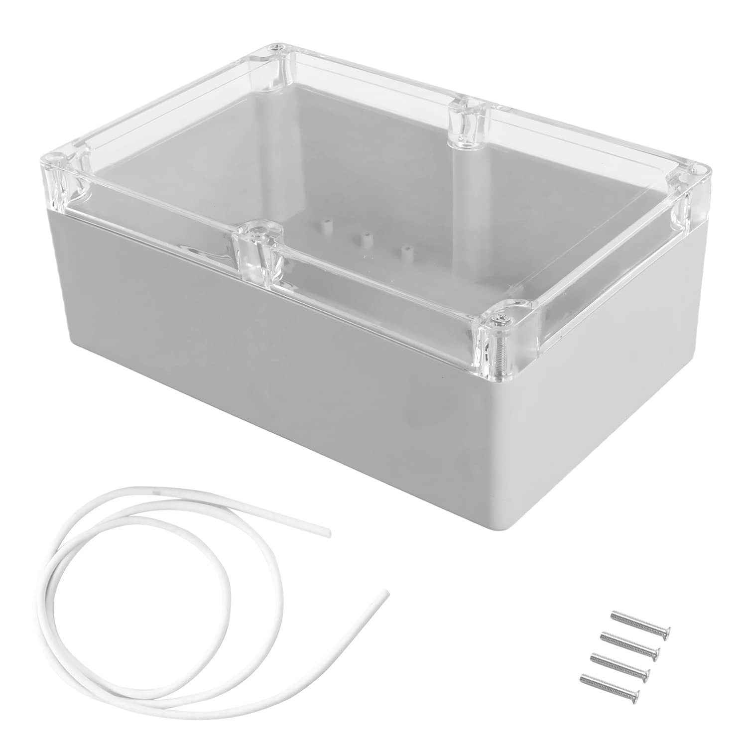 Heyiarbeit 1Pcs 230x150x87mm/9.06" x 5.91" x 3.43" ABS White Dustproof Electronic Junction Box Switch Shell Enclosure Project Box Case DIY Box Junction Case Enclosure Transparent Lid-image-4