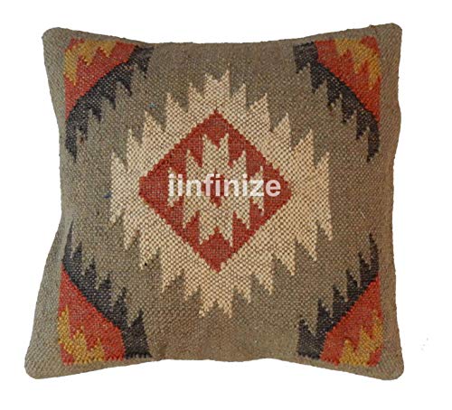 Housse de coussin en jute Kilim fait main de qualité supérieure