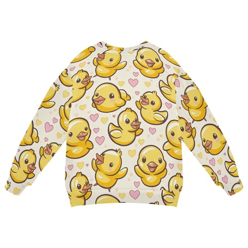 JUNZAN Cute Yellow Ducks Hearts Little Girls Sweatshirt Hoodie Fleece Fall Tops Shirts Athletic 4T2