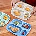 Blcculi 8 Pack Unbreakable Divided Plates,9 Inch Wheat Straw Divided Plate,4 Compartment Plates,Lightweight Reusable Portion Control Plate,Microwave & Dishwasher Safe,BPA Free