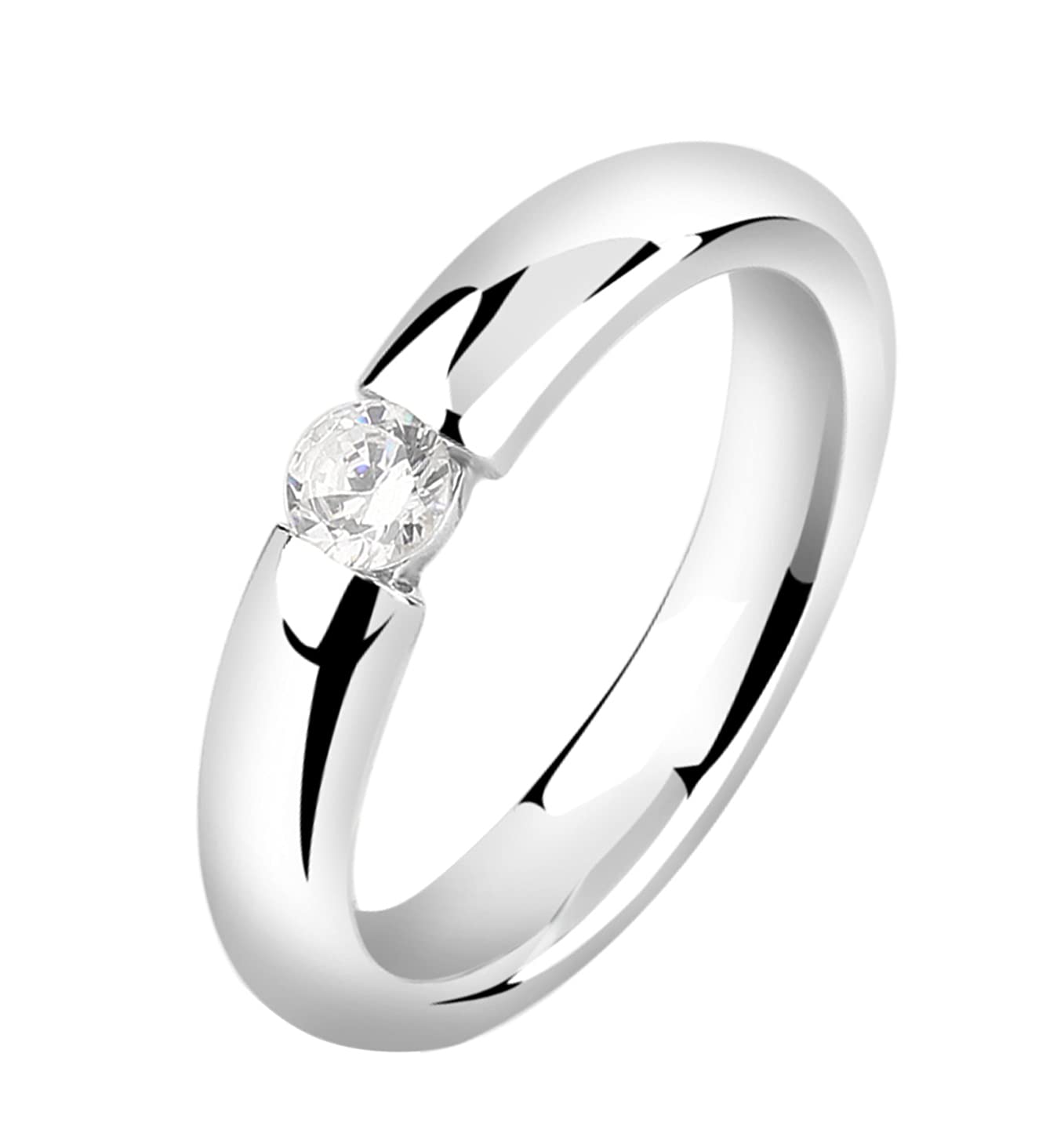 Nenalina Ring Silber 925 Damen Silberring Damenring mit 4 mm Cubic Zirkonia