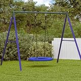 Ziaphsol Columpio nido azul de plástico y metal, columpio exterior para terraza y parque infantil