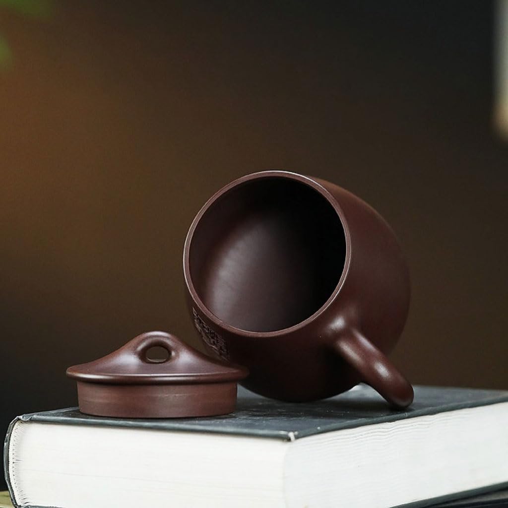 Kubki Matcha Fioletowy kubek z piaskiem 420 ml Ręcznie grawerowany kubek do herbaty z pokrywką Zestaw do herbaty Kung Fu Chiński kubek do herbaty zestaw do herbaty z zaparzaczem