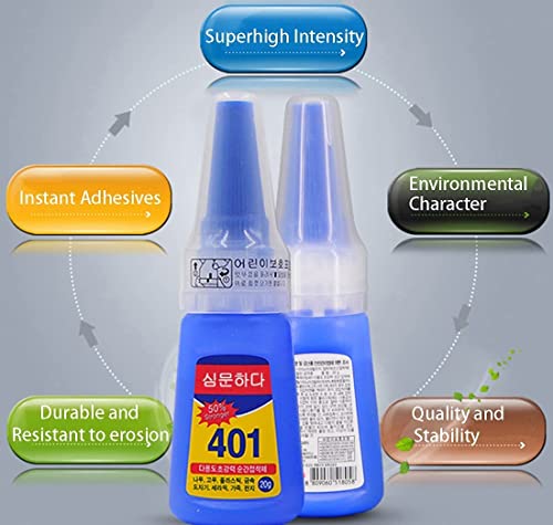Image of THR3E STROKESS Nail Glue - Super Glue Stronger For Artificial Or Fake Nails,Nail Art 20g - Bottle 401 Rapid Fix Handmade Adhesive Quick Dry (clear, pack of 1)