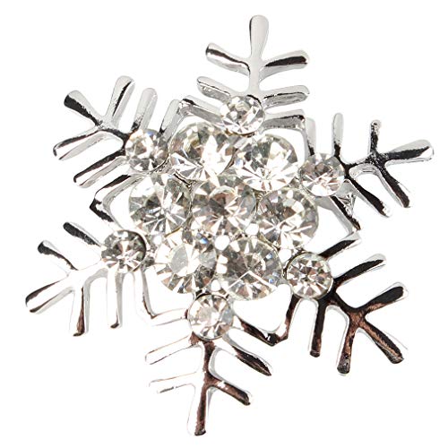 Preisvergleich Produktbild Huaicheng Schneeflocke Kristall Brosche, Hohlblume Anstecknadel Simulation Kristall Weihnachtsschmuck Geschenk,Silber