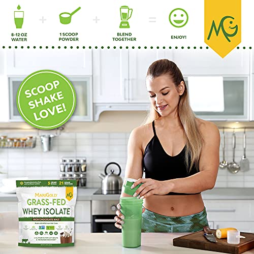 Marigold Grass-fed Whey Isolate Protein Powder - Rich Chocolate Malt Flavor - 1 Lb | 100% Pure, Cold-Processed, Micro-Filtered, Undenatured, Non-GMO, rBGH Free, Soy Free, Gluten Free, Lactose Free - Image 3