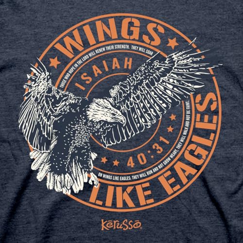 Kerusso Crest Those Who Hope in The Lord Will Renew Their Strength Denim Heather Blue Cotton Crew Neck T-Shirt2