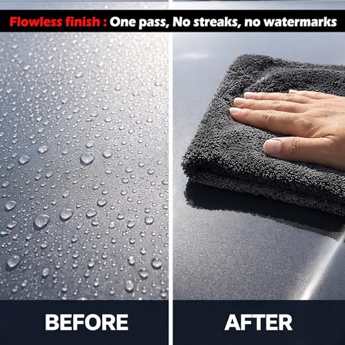 Image of Cutting EDGE 1300 GSM - Pack of 1 - Double Layer Microfiber Car Cleaning Towel (40 x 40 cm), Ultra Thick Soft Super Absorbent Lint-Free & Scratch-Free for Drying, Polishing & Detailing