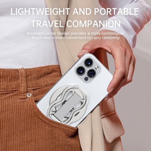 RESPECTED-BRO-Magnetic-Phone-Grip-Stand-with-Finger-Strap, 4-in-1 Magnetic Ring Holder, Kickstand and Elastic Strap for Phones, Universal Fit for iPhone 17/16/15/14/13/12, Android, and Cases (Silver) - image 8