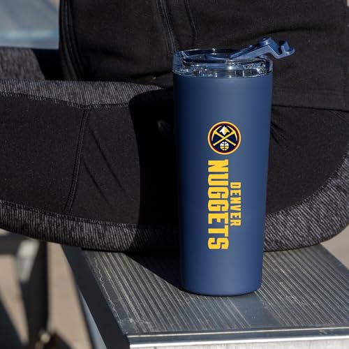 Image of Rico Industries NBA Basketball Denver Nuggets Navy 24oz Stainless Steel Tumbler with Lid and Dual Functioning Lid