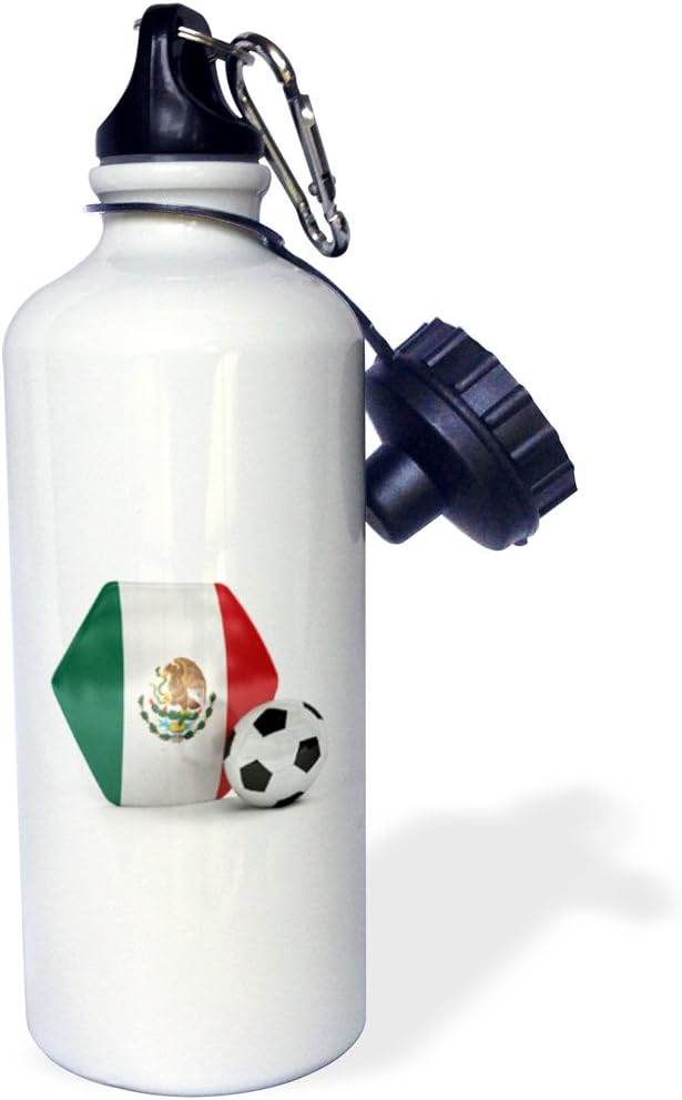 3dRose Mexico Soccer Ball-Sports Water Bottle, 21oz , 21 oz, Multicolor