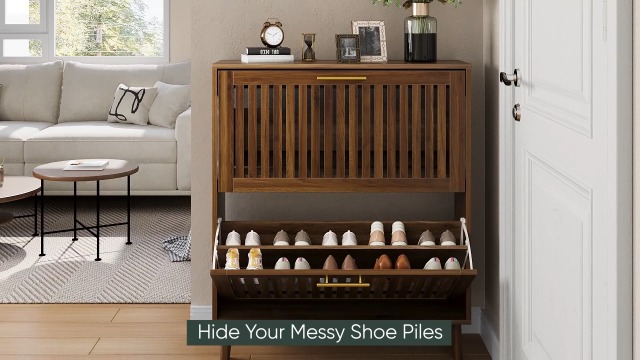 Amazon.com: Smart FENDEE Shoe Cabinet with 2 Flip Slatted Drawers