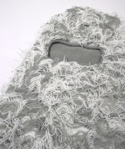 Atakai Balaclava Distressed Knitted Full Face Ski Mask Winter Windproof Neck Warmer For Men Women One Size Fits All, Yeat Inspired (Grey Storm) #TOP2