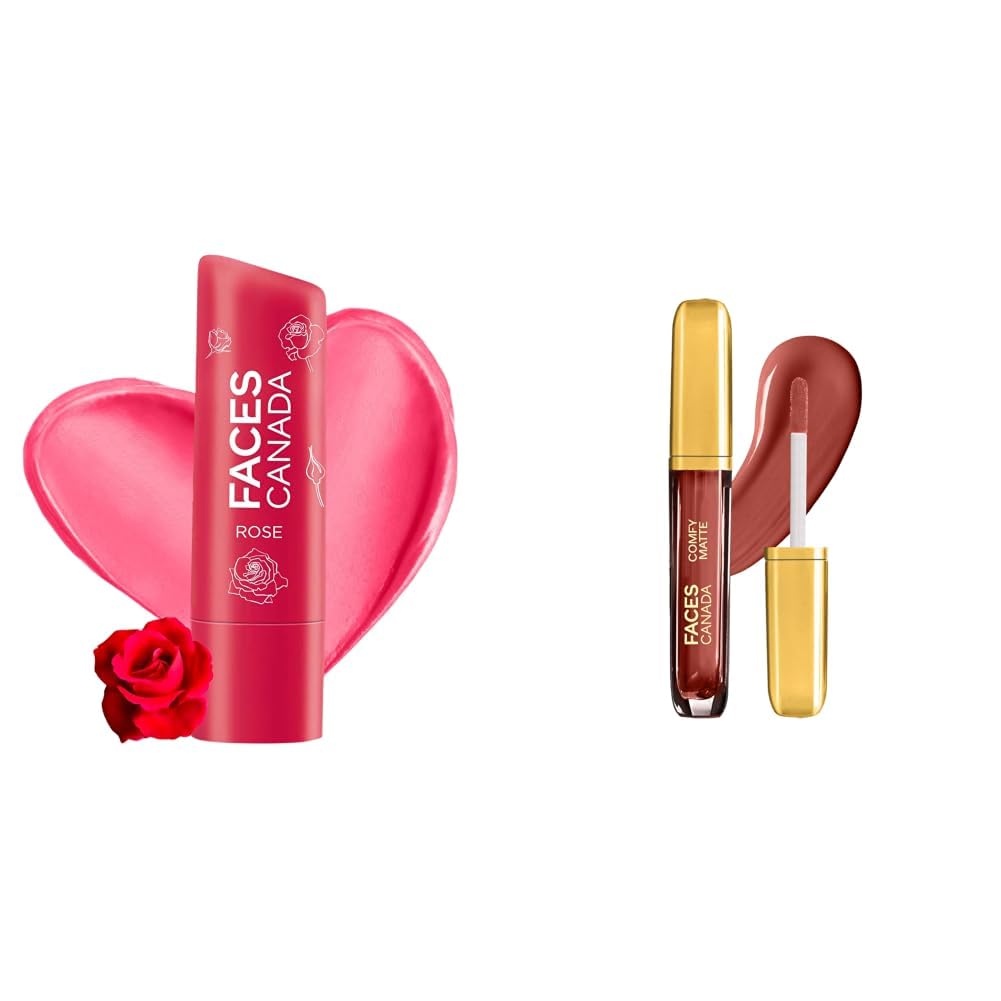 FACESCANADA Color Lip Balm - Rose Petal 03, 4.5g & Comfy Matte Liquid Lipstick - Lowkey Charm 30, 3.8 ml-image-46