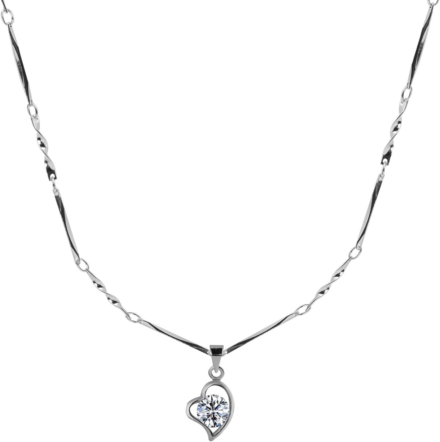 SILVER SHINESilver Plated Chain with Solitaire Diamond Pendant Silver Plated Metal Chain