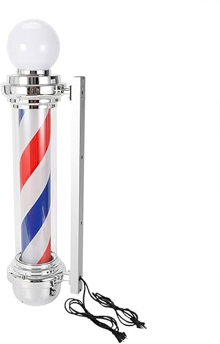 Luz LED de globo luminoso para barbería, letrero abierto para peluquería, letrero giratorio rojo, blanco y azul, IP44, impermeable, ahorro de