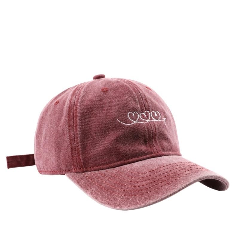 Genérico Gorra de béisbol Bordada Retro Lavada for Mujer Otoño e Invierno Viaje al Aire Libre Sombrero de Lengua de Pato(Winered)