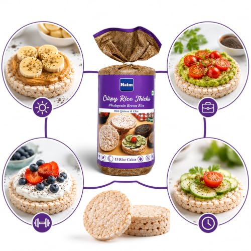Image of HAIM Organic Wholegrain Brown Rice Cakes with Quinoa and Chia Seeds | Gluten-Free Snack | Wholegrains | Healthy Snack (Pack of 2)