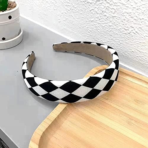 Hairband for Women Plaid Hair Accessories for Women Black and White Check Headband Hair Hoop for Girls 2 Pcs - Image 5