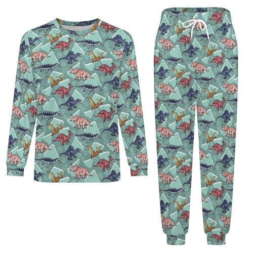 Men's 2 Piece PJs Set Casual Round Neck Sleepwear Funny Print Pajama Sets Soft Milk Silk Pjs Set Loungewear Gift for Men2