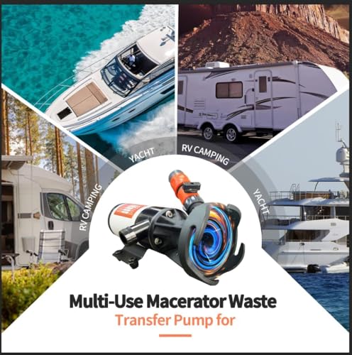Image of RV Macerator Pump 12V,Portable Waste Pump,12GPM Suction 3.2 feet Lift 14 feet with Garden Hose Discharge Port,Quick Release Sewage Pump (Storage Box with Water Pipe 12V RV Macerator pump)