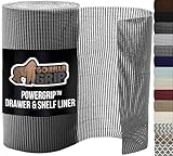 GORILLA GRIP powerGRIP Drawer Shelf and Cabinet Liner, Thick Strong Hold, Non-Adhesive Liners Protect Kitchen Cabinets and Cupboard, Bathroom Drawers, Easy Install, Breathable Mat, 12