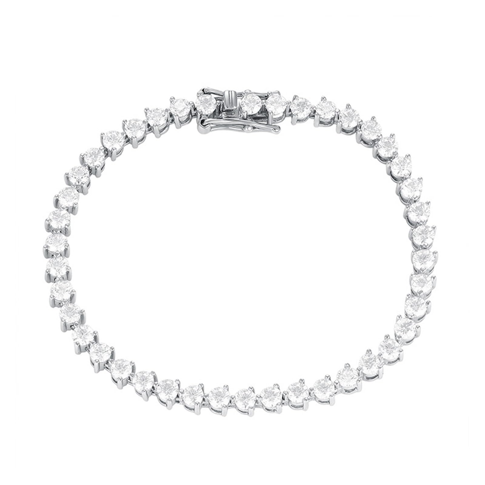 LYGBAOFUL Armband Armband3 Zinken 3 mm Moissanit-Tennisarmband für Damen 925 Silber D Farbe Vvs Moissanit Diamant-Gliederarmbänder bestehen den Tester (3 mm-23 cm_platiniert)