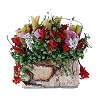 QERMULA Nieuw 1:12 meerkleurige boeket met houten pot poppenhuis miniatuur poppendelen bloemenstruik met houten pot