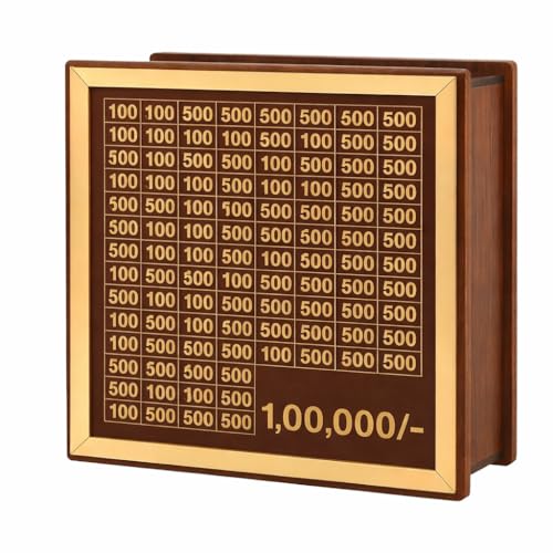 Image of Dr.MASHUR Wooden Money Saving Challenge Box with Printed Amount Board for Cash and Coin Collection, Reusable Saving Box for Kids and Adults (1lakh Money Box, 1, Count)