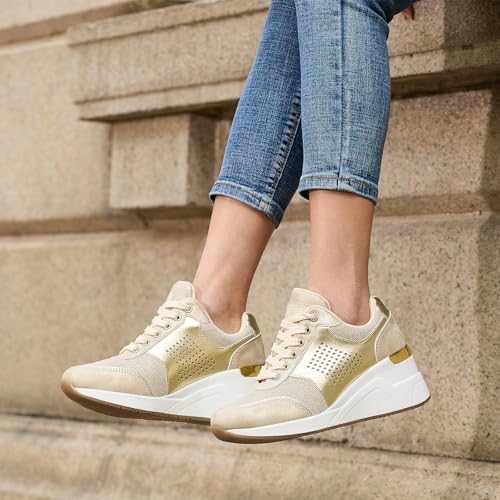 Image of Cestfini Wedge Sneakers for Women - Wedge Tennis Shoes Non-Slip Women Fashion Sneakers