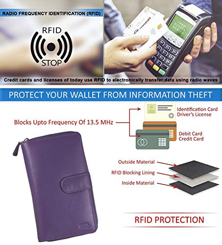 Image of Big Fat RFID Blocking Leather Organizer Checkbook Wallets For Women - Clutch