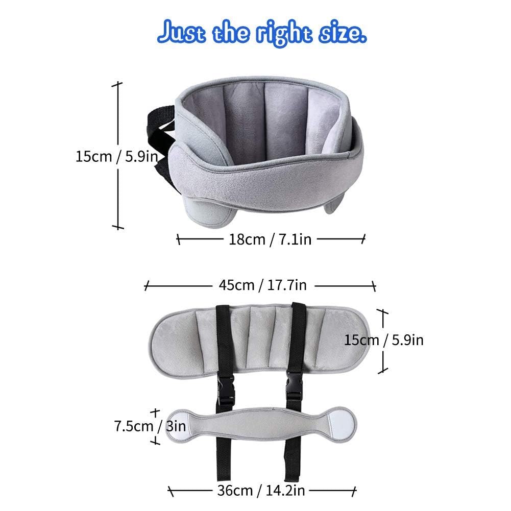 [Upgrade] Car Head Support, Toddle Car Neck Relief Baby Child Car Seat Adjustable Head and Neck Support Band - A Comfortable Sleep Solution (Gray)