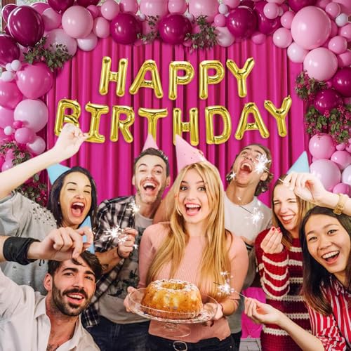Image of 10 x 7 Feet Fuschia Backdrop Curtain for Partie, Background Curtains for Photoshoot, Birthday, Wedding, Halloween, Thanksgiving, Christmas, New Year Party Decorations 5Ft x 7Ft, 2 Panels