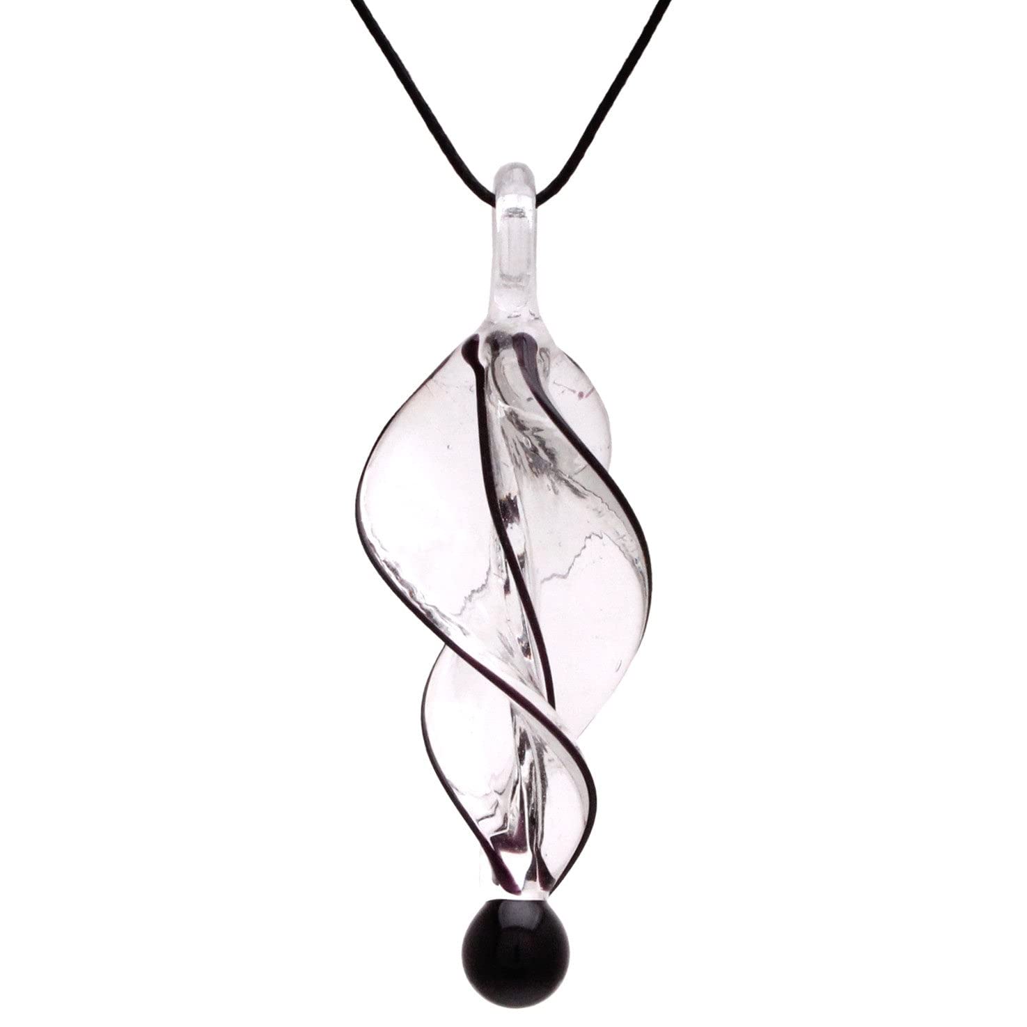 BESHEEK Murano Inspired Twist and Twirl Glass Pendant Necklace for Women Handcrafted Artisan Hypoallergenic Italian Style Jewelry