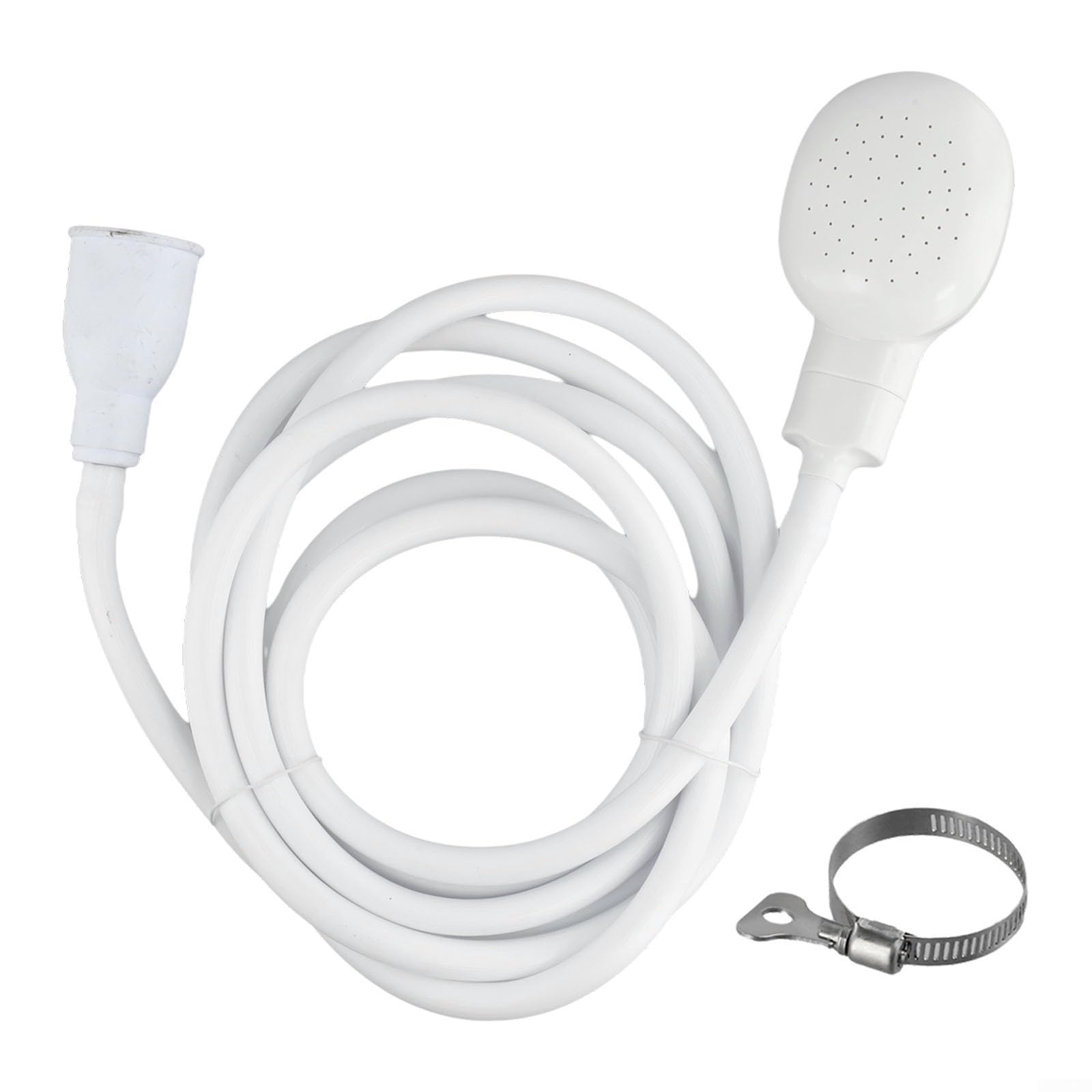 Juego de manguera de ducha y cabezal de 2 m para mezclador de baño de un solo grifo, sellado hermético con conectores de goma, ideal para personas y mascotas, accesorio de rociador de ducha blanco