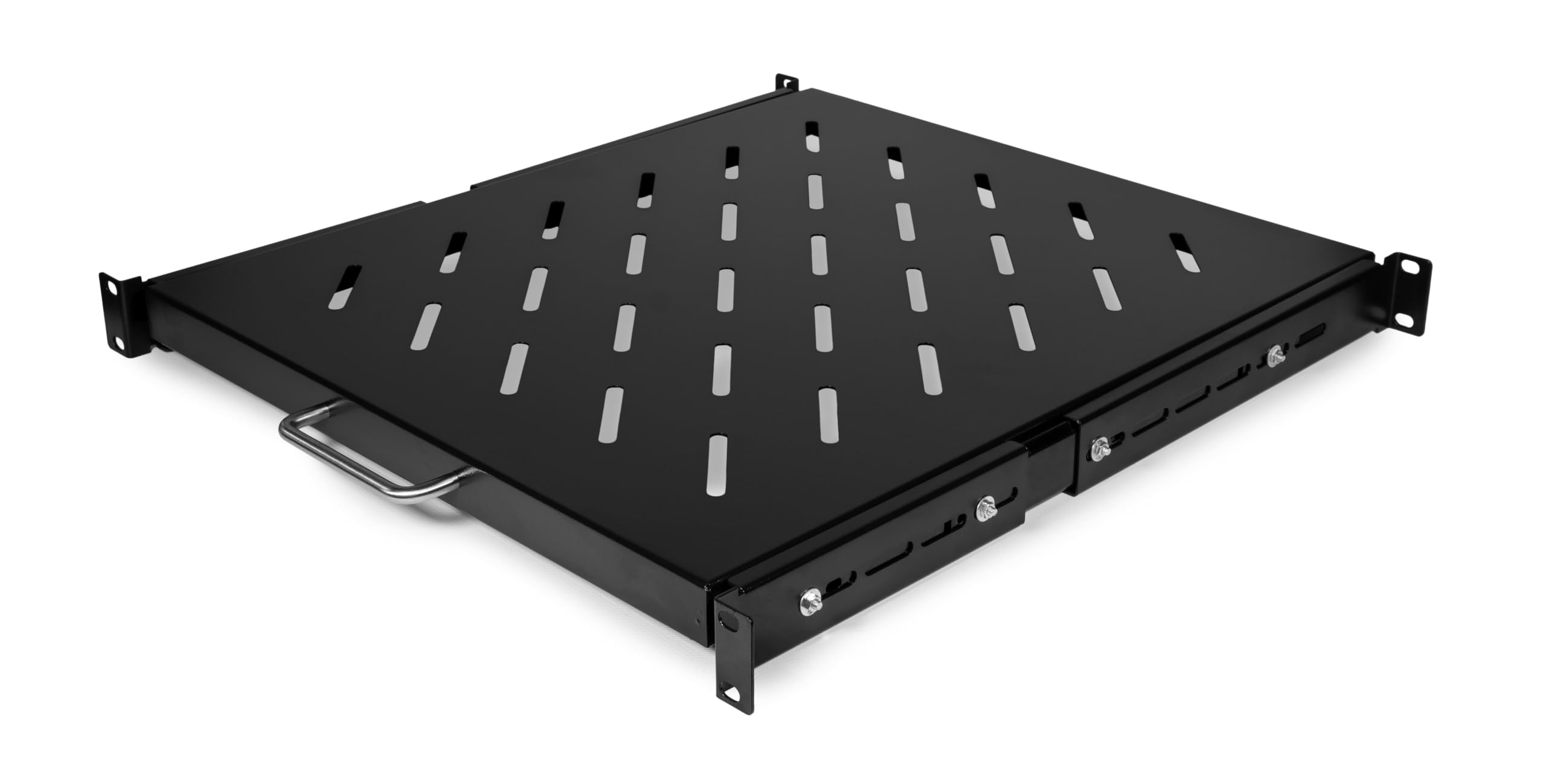 Mensola Estraibile per Armadi Rack 19", Nera - Robusta, Versatile e Salvaspazio - Ideale per Server, Networking, Apparecchiature Elettroniche e molto altro (Profondità 530 mm)