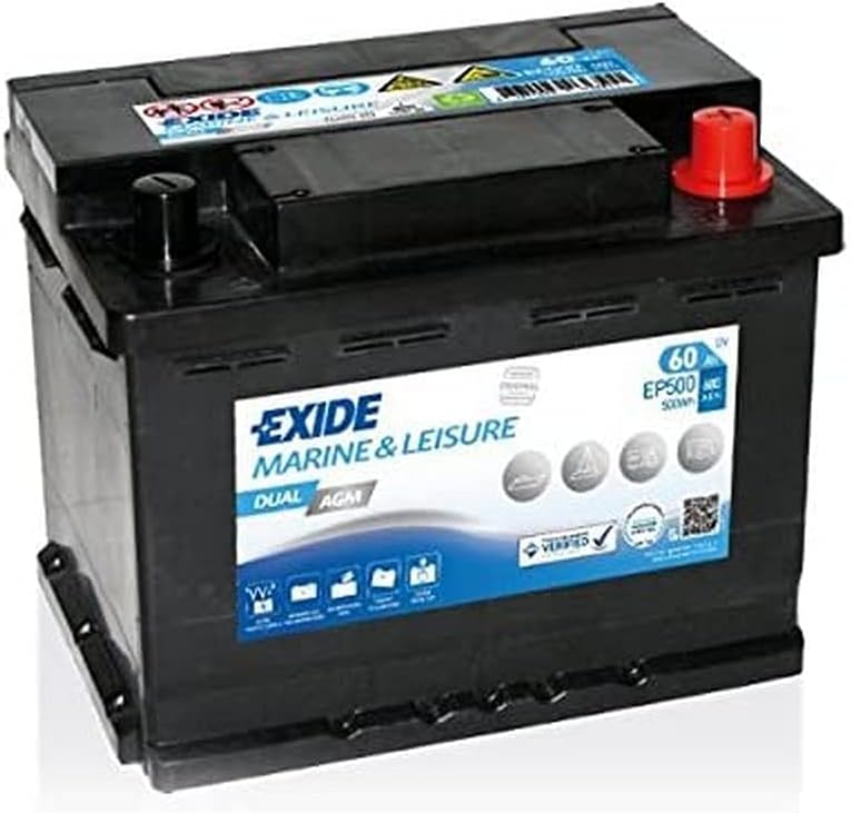 Exide Ep500 Dual Agm Leisure Marine Battery
