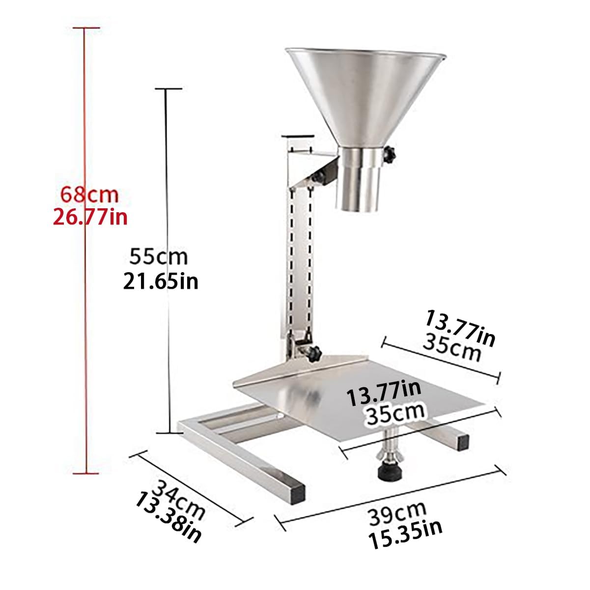 Embudo de envasado de alimentos de acero inoxidable con soporte, herramienta de llenado de boca ancha grande para sellar bolsas al vacío, llenador manual de polvo y líquido para enlatado de cocin 6cm