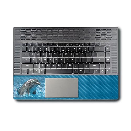 Image of MightySkins Carbon Fiber Skin Compatible with Alienware X16 R1 (2023) Full Wrap Kit - Dolphin Greeting | Protective, Durable Textured Carbon Fiber Finish | Easy to Apply | Made in The USA