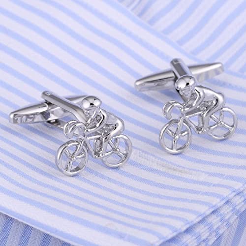 Bicycle Cufflinks for Men, Bicycle Bike Cufflinks, Cycling Cyclists Cuff Links, Racing Cyclist Shirt Tuxedo Cufflinks, Best Man Cufflinks, Silver Wedding Cufflinks Gifts, NO, Stainless Steel, no - Image 3