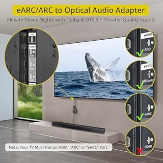 PROZOR eARC/ARC to Optical Audio Extractor, Enhanced eARC Audio Converter Supports Dolby/DTS 5.1, 192KHz HDMI eARC/ARC to Optical Toslink Adapter for TV to Soundbar Amplifier Home Theater 7ft Long