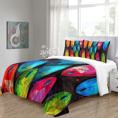 Housse de couette surf 260x220 cm avec taies en microfibre douce