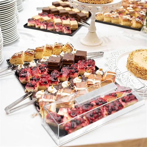 Bandeja de almacenamiento para pasteles rectangular con caja expositora transparente para mesa 3