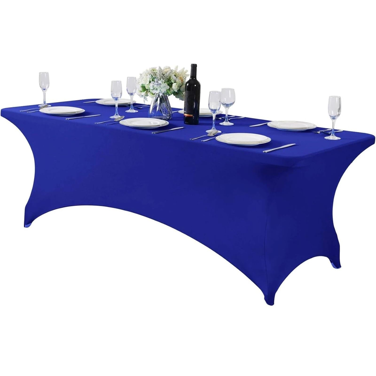 Xinglongs Spandex Cocktail Table Cover 4ft 6ft Rectangular Stretch Tablecloth for Banquet Event Party(Blue,4ft)