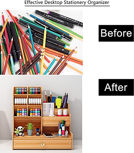 Portamatite-in-Legno-Organizer-da-Scrivania-Portapenne-Multifunzionale-da-Scrivania-per-Cancelleria-per-Ufficio-a-Casa-Scaffale-per-Rifornimenti-Scolastici-con-Cassetto