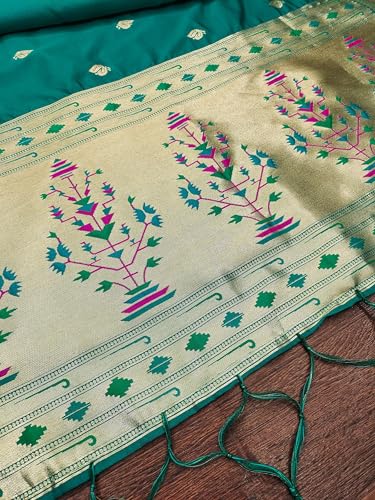 Image of DEVANGI Women's Woven Paithani Banarasi Silk Dupatta /Chunni For Women, Floral Print 1 Meter Wide and 2.3 Meter Length Printed Designer Dupatta /Chunni For Girls