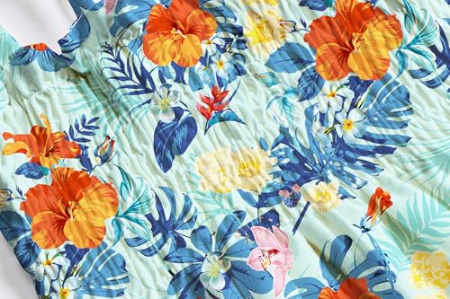 Image of Cromoncent Matching Hawaiian Outfits for Family, Dad and Son Matching Luau Beach Tropical Shirts Mommy Daughter Tropical Sets